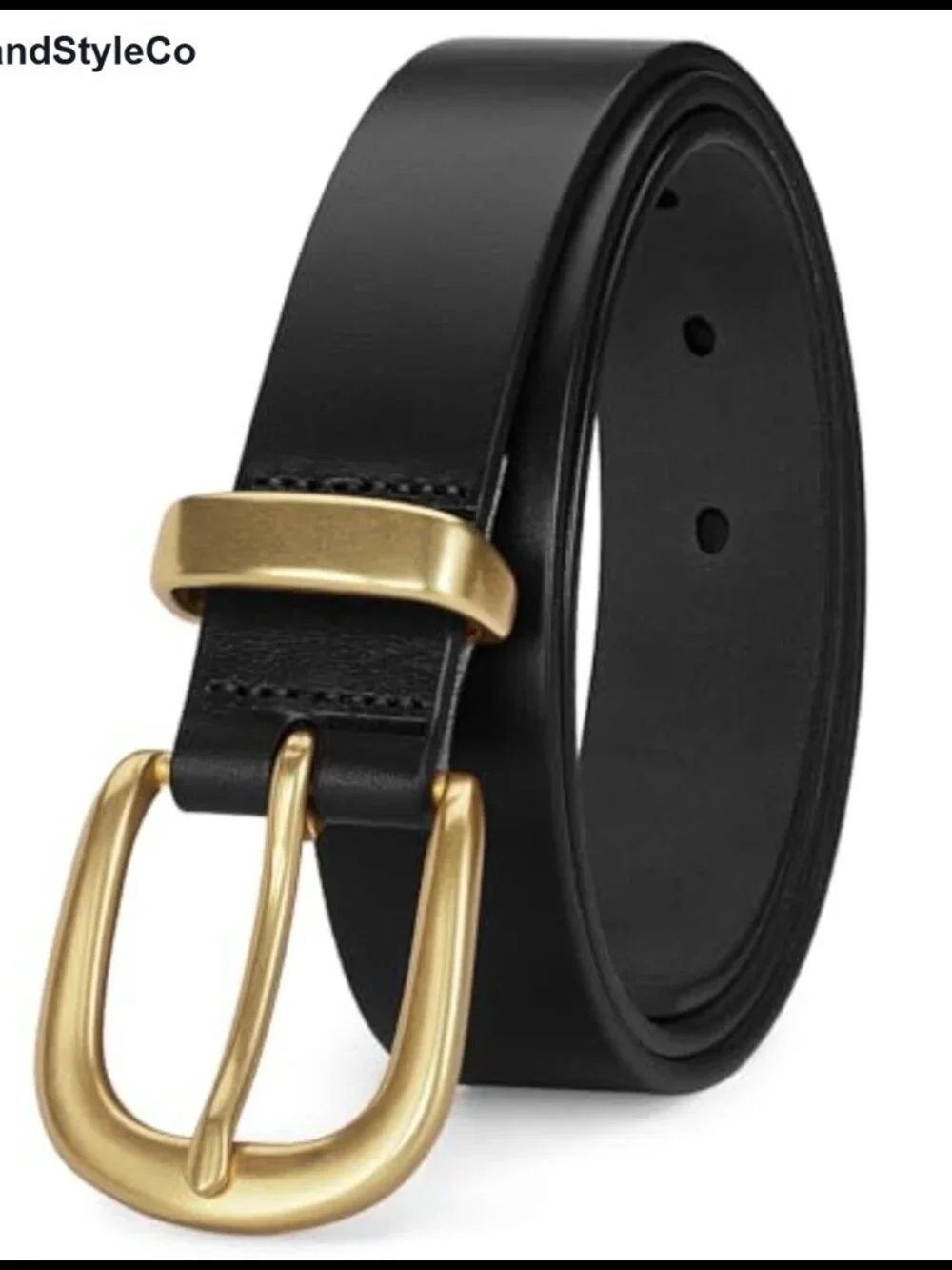 Women's Full Grain Leather Belt 1.1" Wide Gold Buckle Dressy Casual